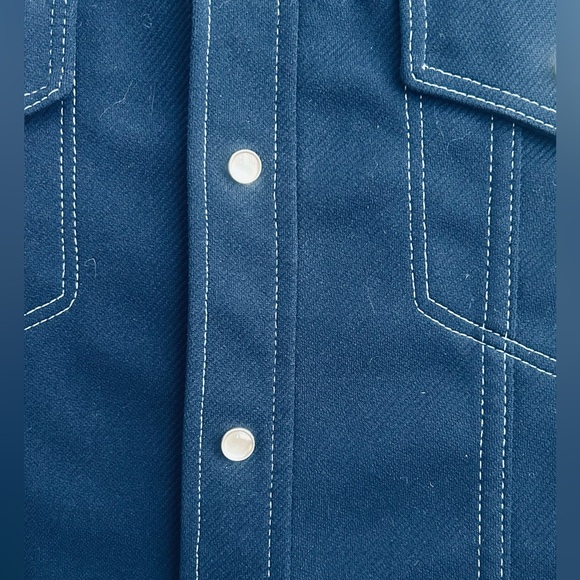 Vintage Wrangler Shirt Men’s L Navy Blue Western Style Disco - Picture 6 of 8